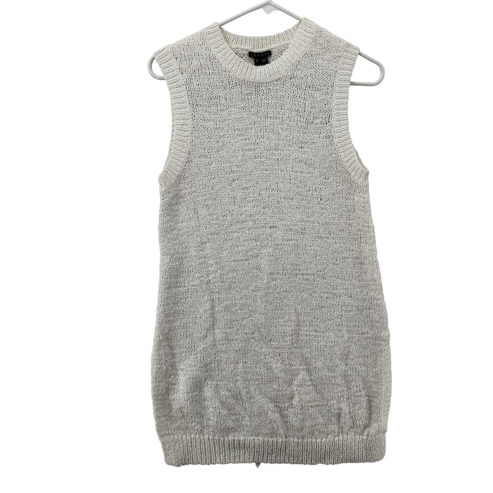 Theory‎ Sweater Vest Womens Medium White Sleeveless Knit Pullover Crewneck